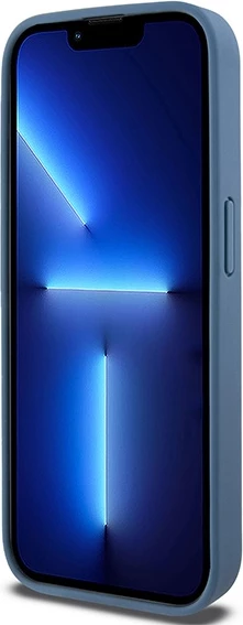 Mbështjellës DKNY Leather Monogram Pattern Metal Logo MagSafe për iPhone 15 Pro, Kaltër