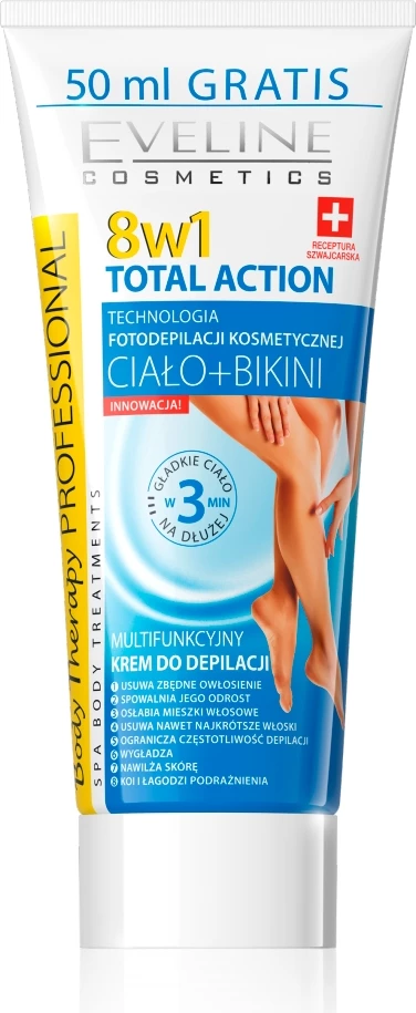 Krem për depilim për femra Eveline Cosmetics Body Therapy Professional 8w1 Total Action, 200ml
