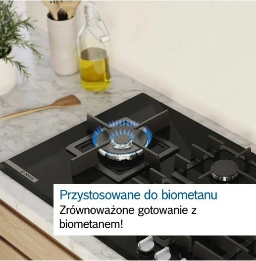 Pianurë gaz Bosch POH6B6K30, 4 zona, xham, e zezë