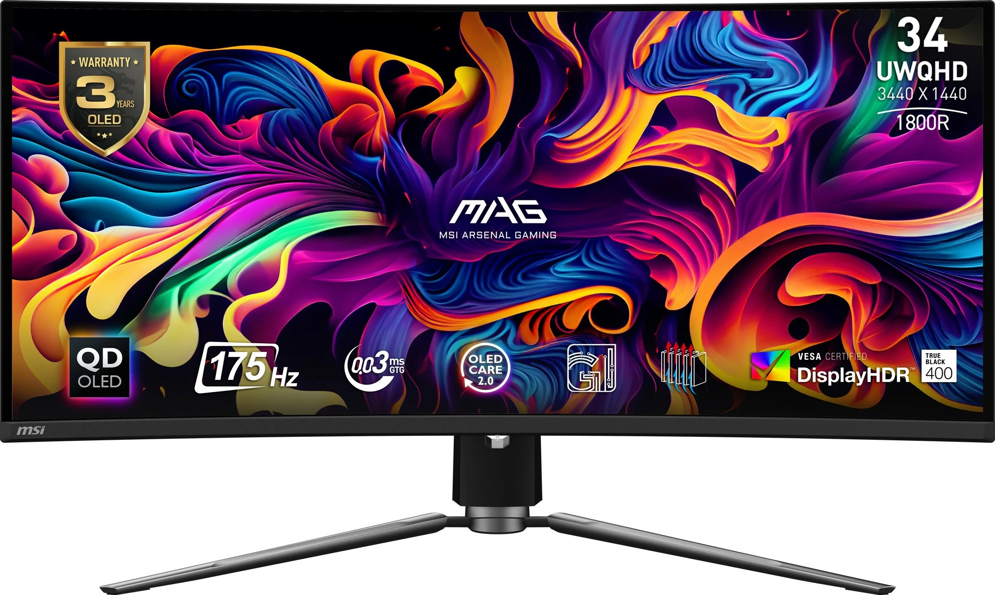 Monitor gaming MSI MAG 341CQPDE, 34.18 inç, UWQHD, OLED, 175Hz