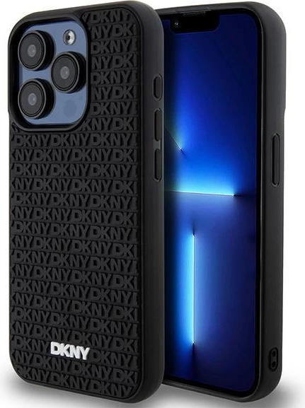 Mbështjellës DKNY 3D Rubber Repeat Pattern për iPhone 15 Pro Max, i zi