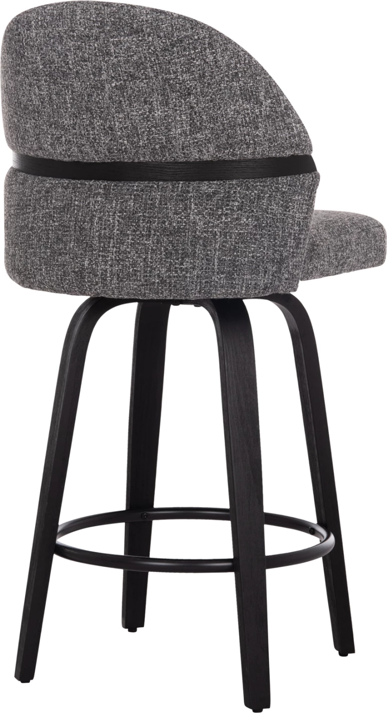 Karrige për bar rrotulluese DEKKER FH18250.03, dru i zi, material gri, 48x54x96cm, set prej 2 copë