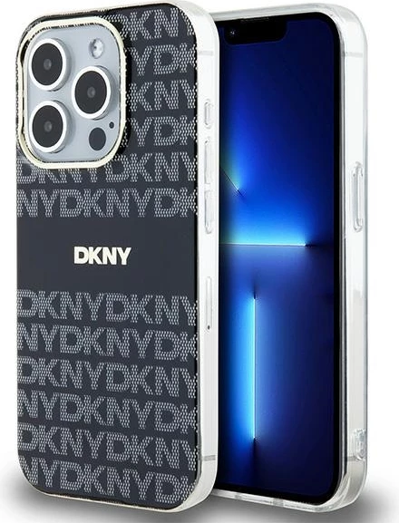 Mbështjellës DKNY IML Mono & Stripe MagSafe për iPhone 15 Pro Max, i zi