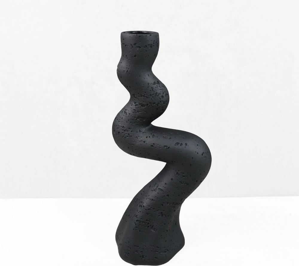 Mbajtës qirinjsh ANGLES I, rrëshirë, ngjyrë e zezë, 10.5x7x23.5cm