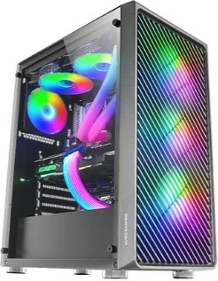Kasë TACENS MARS MC-F mid tower, për ATX/Micro ATX/Mini ITX, 4x ARGB, xham i kalitur, panel rrjetë, e zezë