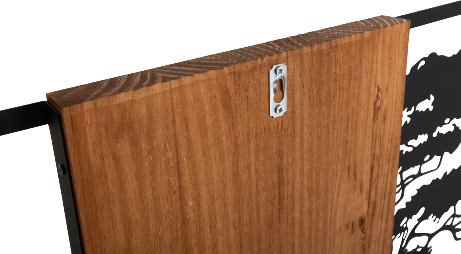 Dekor muror pemë në kornizë të zezë, ΗΜ4650, metal-dru, 90x3x58 cm