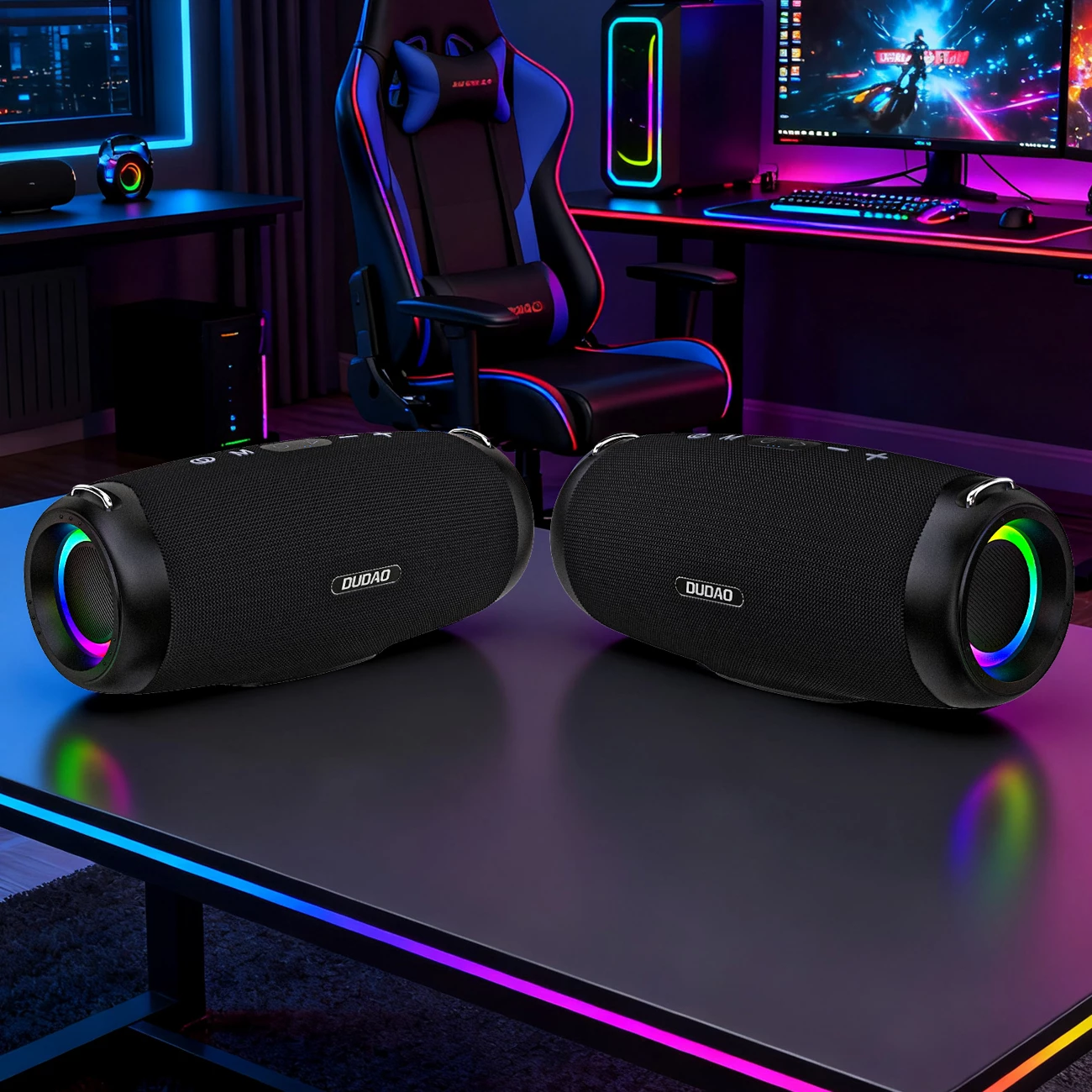 Altoparlant Bluetooth, Dudao Y21 Pro, 80 W, bateri 8000 mAh, Bluetooth 5.3, TWS, me rrip, RGB, e zezë