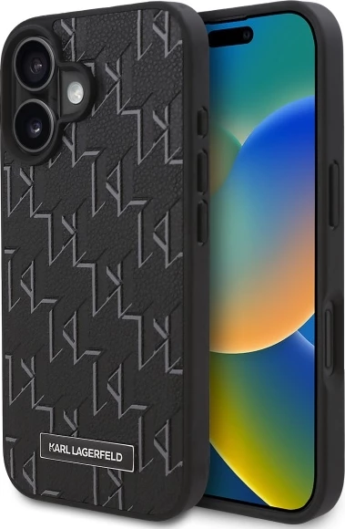Mbështjellës Karl Lagerfeld Hot Stamp MagSafe për iPhone 16, i zi