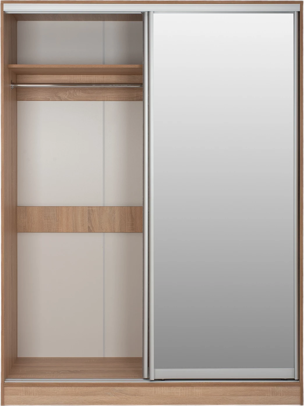 Dollap me dyer rrëshqitëse, pasqyrë, ngjyrë lisi, FH2437, 180x60x210 cm