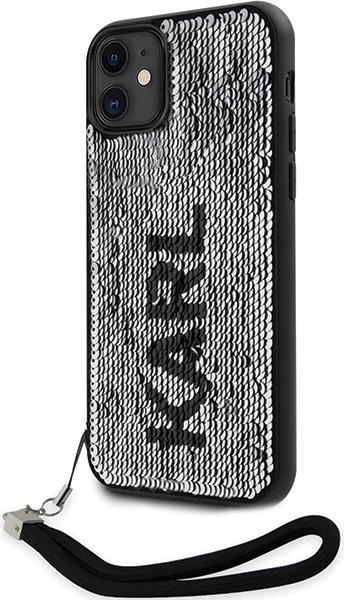 Mbështjellës Karl Lagerfeld KLHCN61PSQRKS për iPhone 11/XR 6.1", Sequins Cord, argjendtë