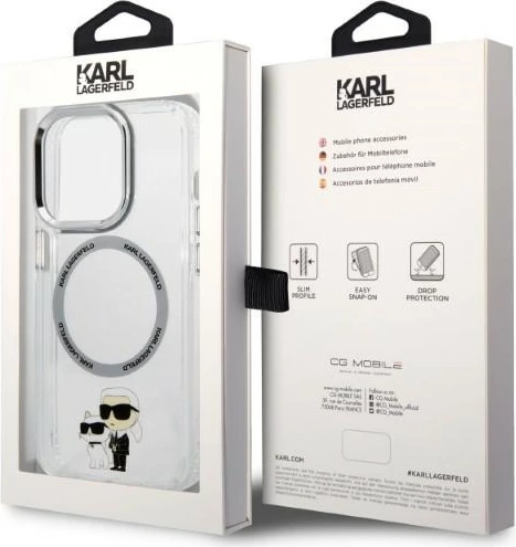 Mbështjellës Karl Lagerfeld Karl&Choupette MagSafe për iPhone 14 Pro, Transparent