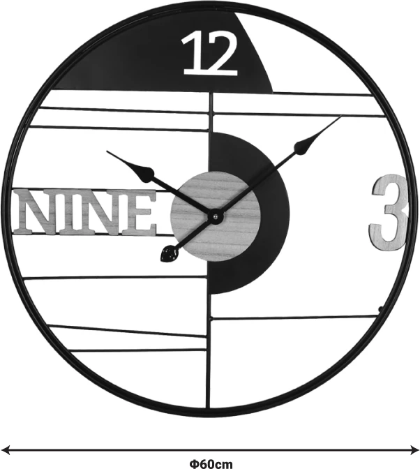 Orë muri Divoso Inart metalike, ngjyrë e zezë, 60x3x60cm