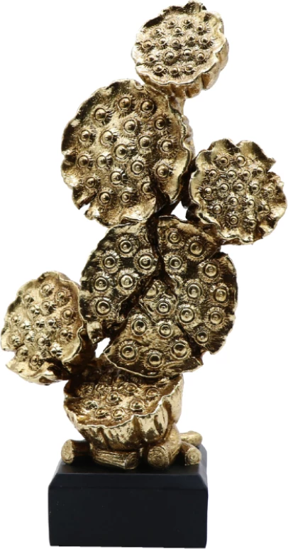 Dekor kaktusi ONIOPORA, polirezine, ngjyrë ari e zezë, 17x10x31cm