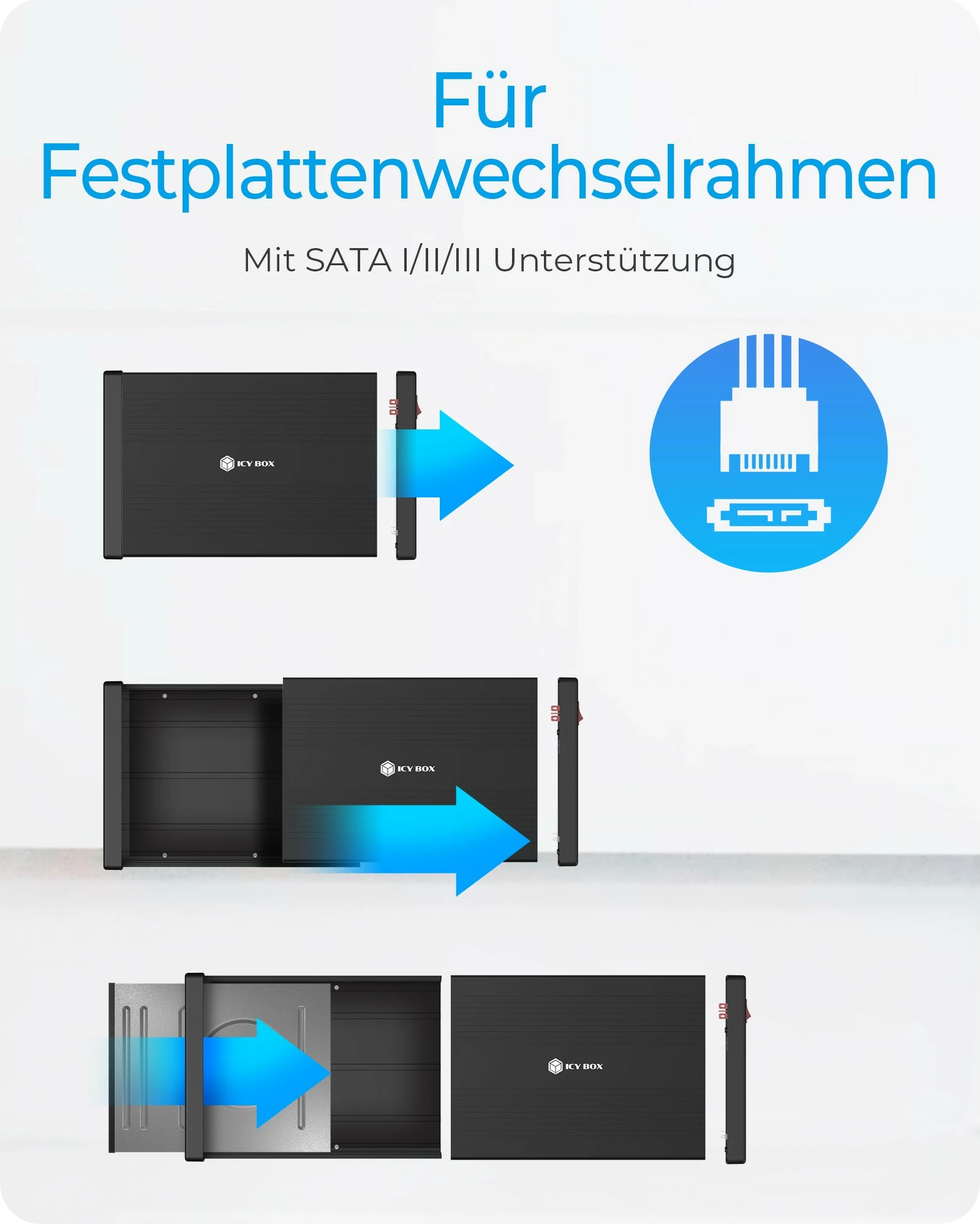 Kasë e jashtme ICY BOX IB-525-U3, 5.25", USB Type-C, e zezë