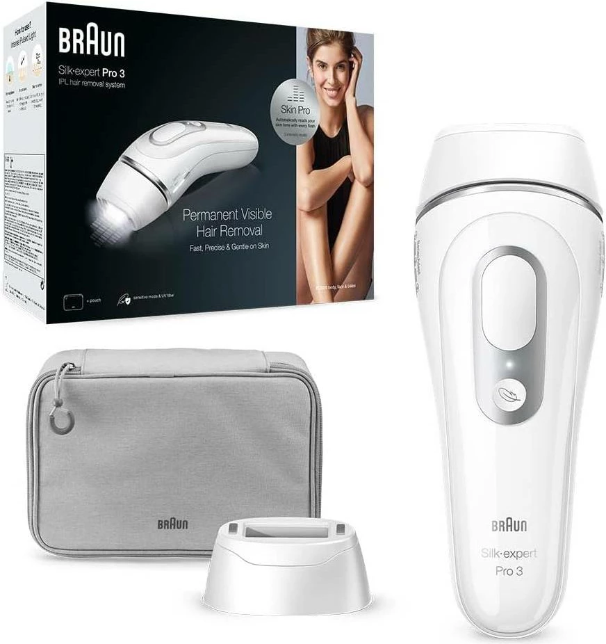 epilator IPL Braun Silk-expert Pro 3 PL3020 300,000 ndezje i bardhë me çantë