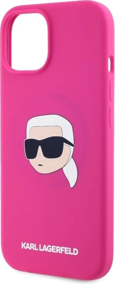 Mbështjellës Karl Lagerfeld KLHMP15SSKHPPLF për iPhone 15 6.1", silikon, MagSafe, fuchsia