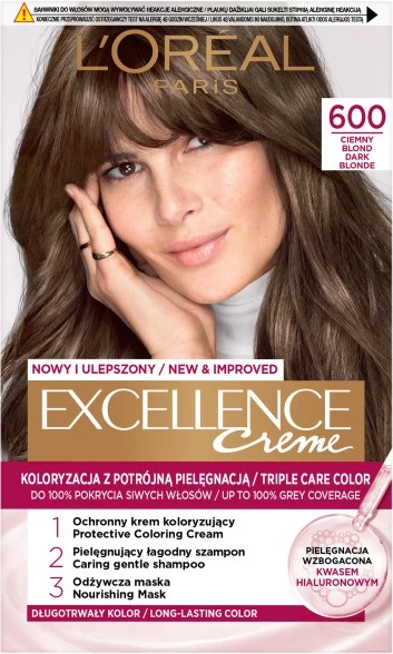 Ngjyrë flokësh për femra L'Oreal Paris Excellence Creme 600, ciemny blond, 1 copë