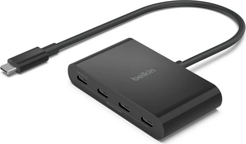 Hub USB-C Belkin AVC018BTBK, 4 porta, 10000 Mbit/s, 100 W, Ngjyrë e zezë