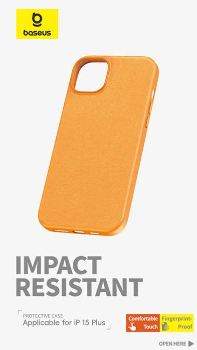 Mbështjellës Baseus Fauxther për iPhone 15 Plus, portokalli