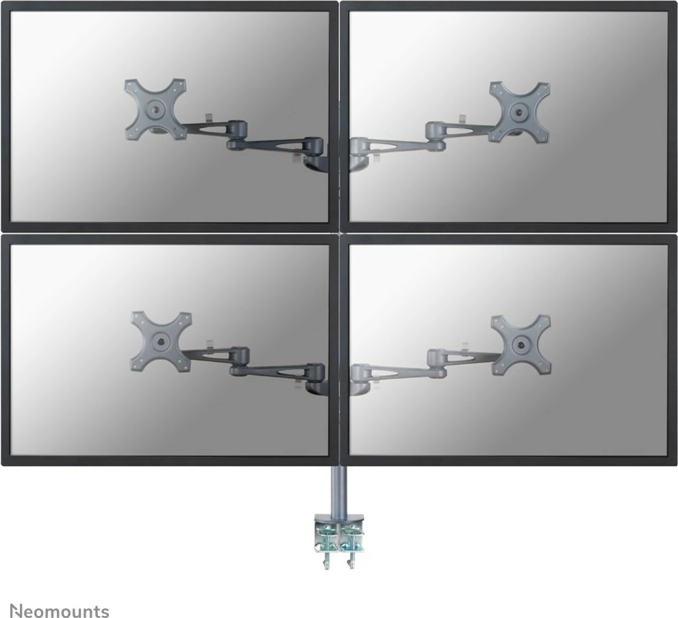 Krah monitori Neomounts FPMA-D935D4, 4 ekrane, 10-27 inç, rregullim lartësie, argjendtë