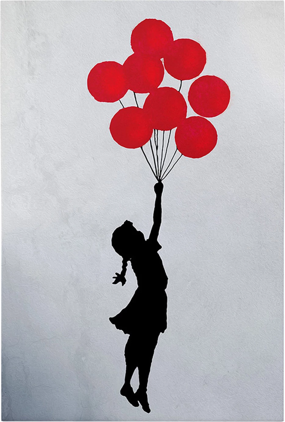 Pikturë muri GOBI, kanavacë e printuar, vajzë me balona të kuqe, 50x3x70cm