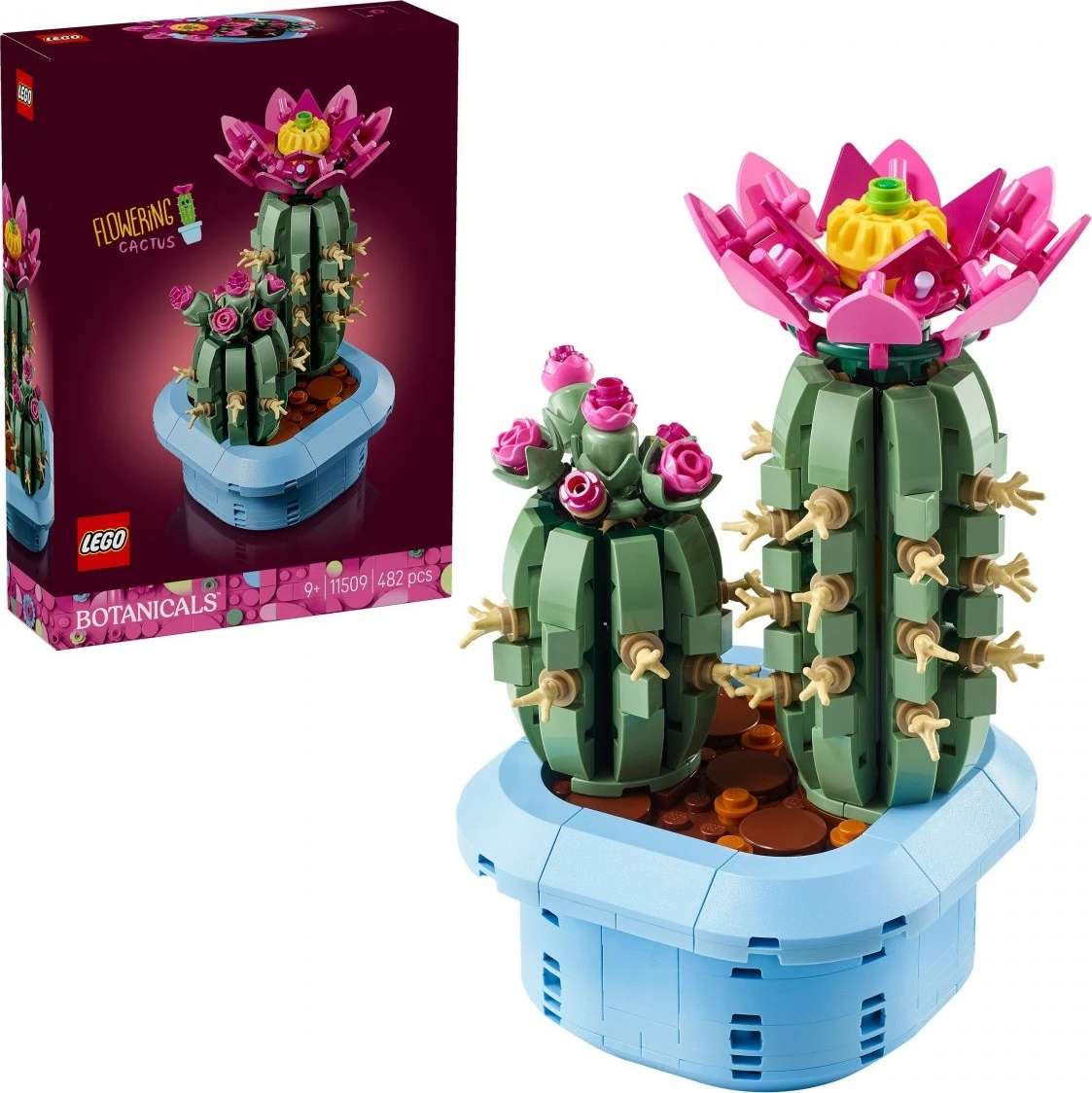 Set kockash LEGO Botanicals Blooming Cactus 11509, 482 copë, 9+, kaltër pastel