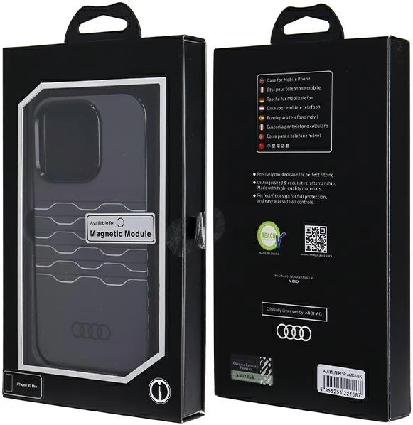 Mbështjellës Audi IML MagSafe për iPhone 15 Pro, i zi