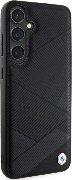 Mbështjellës BMW Signature Leather Crossing Lines Pattern për Samsung Galaxy S24, i zi