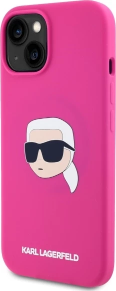 Mbështjellës Karl Lagerfeld KLHMP15SSKHPPLF për iPhone 15 6.1", silikon, MagSafe, fuchsia