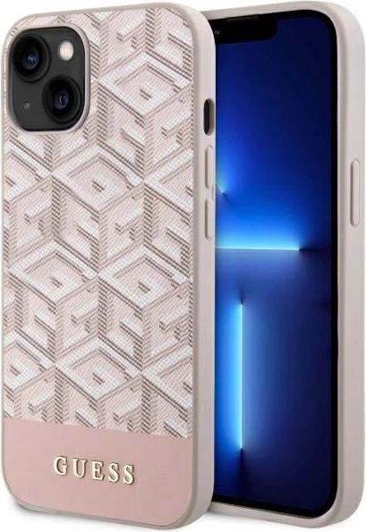 Mbështjellës Guess GCube Stripes MagSafe për iPhone 14 Plus 6.7", rozë