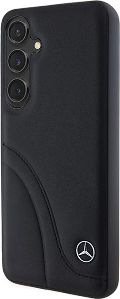 Mbështjellës Mercedes Leather Curved Stitches për Samsung Galaxy S24, i zi