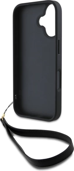 Mbështjellës DKNY Wrist Strap Stock Logo për iPhone 16, i zi