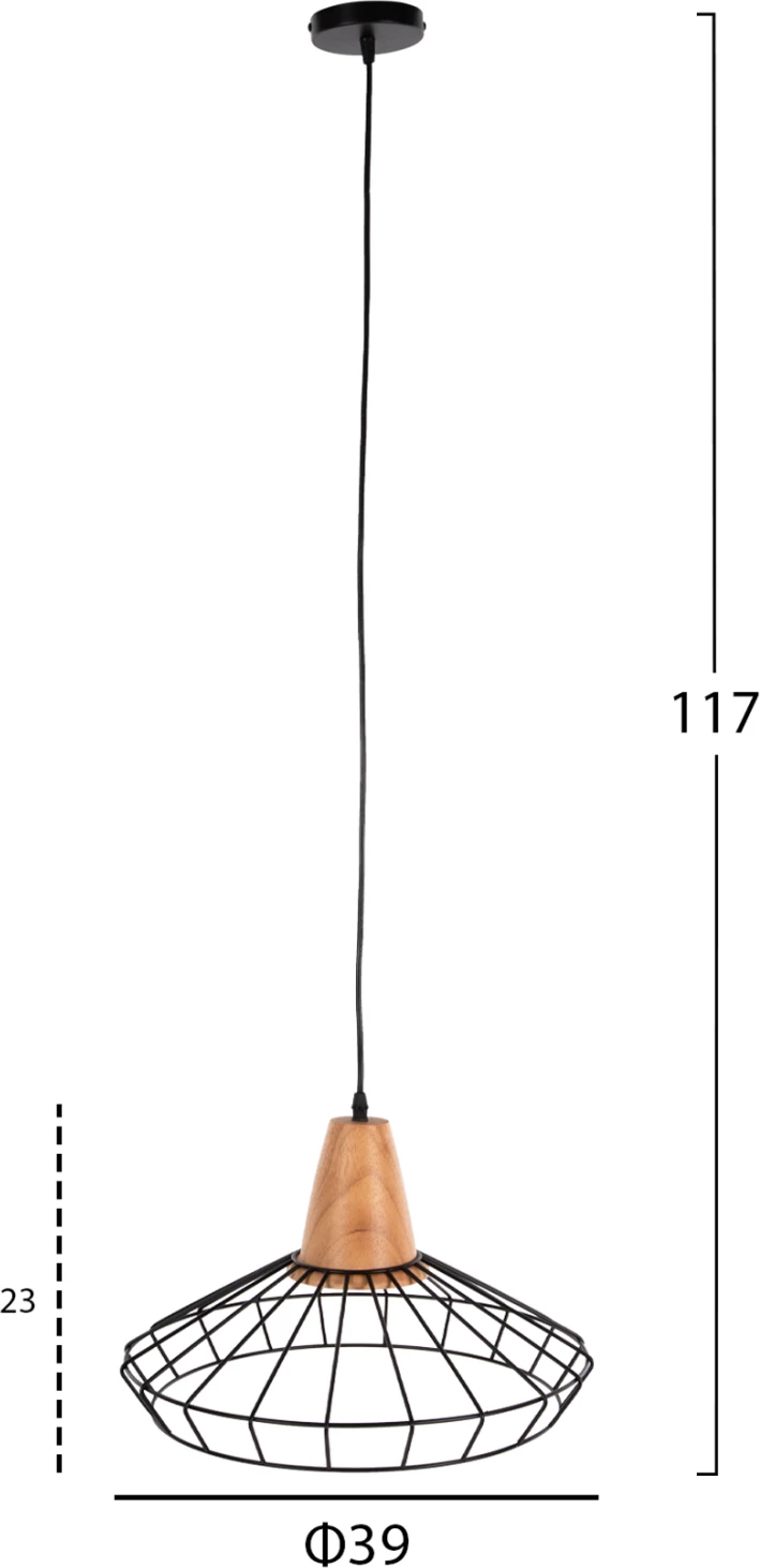 Llambë varëse tavani, metal druri, e zezë, FH4160, Φ39x117H cm