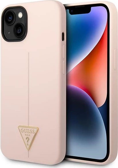 Mbështjellës Guess Silicone Triangle për iPhone 14 6.1", Rozë