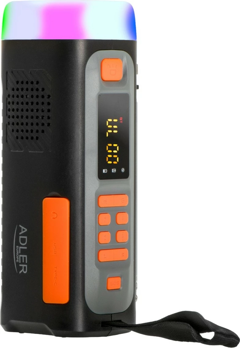 Radio emergjence Adler AD1920 me panel solar, Bluetooth 5.0, powerbank 4500 mAh, dritë LED 4W, e zezë