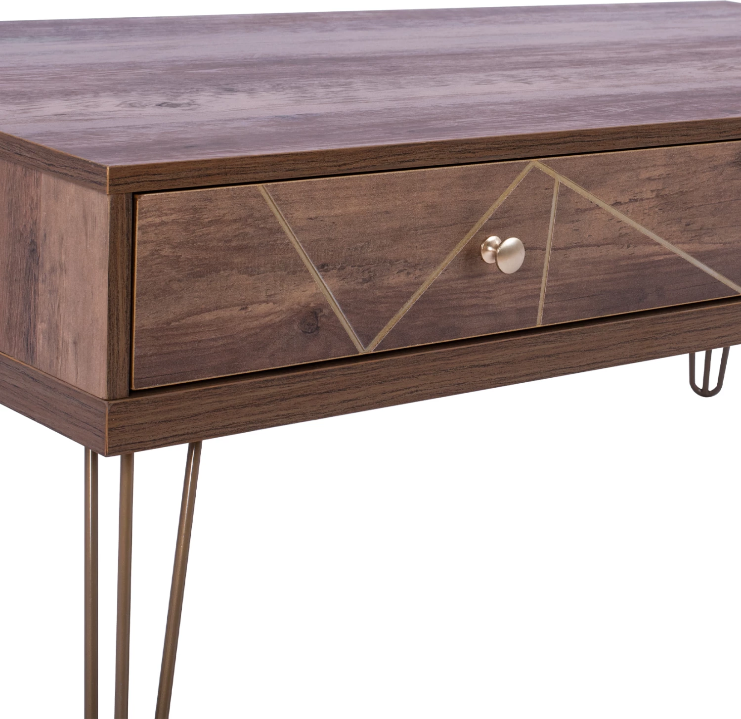 Tavolinë kafeje Kaitlyn FH8651, ngjyrë arre me ar, 110x59x42,5 cm