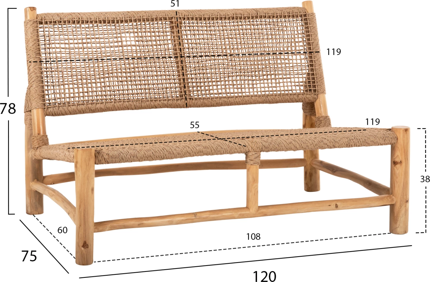 Set salloni për jashtë 4 pjesë, dru teak, ratan sintetik, ngjyrë natyrale