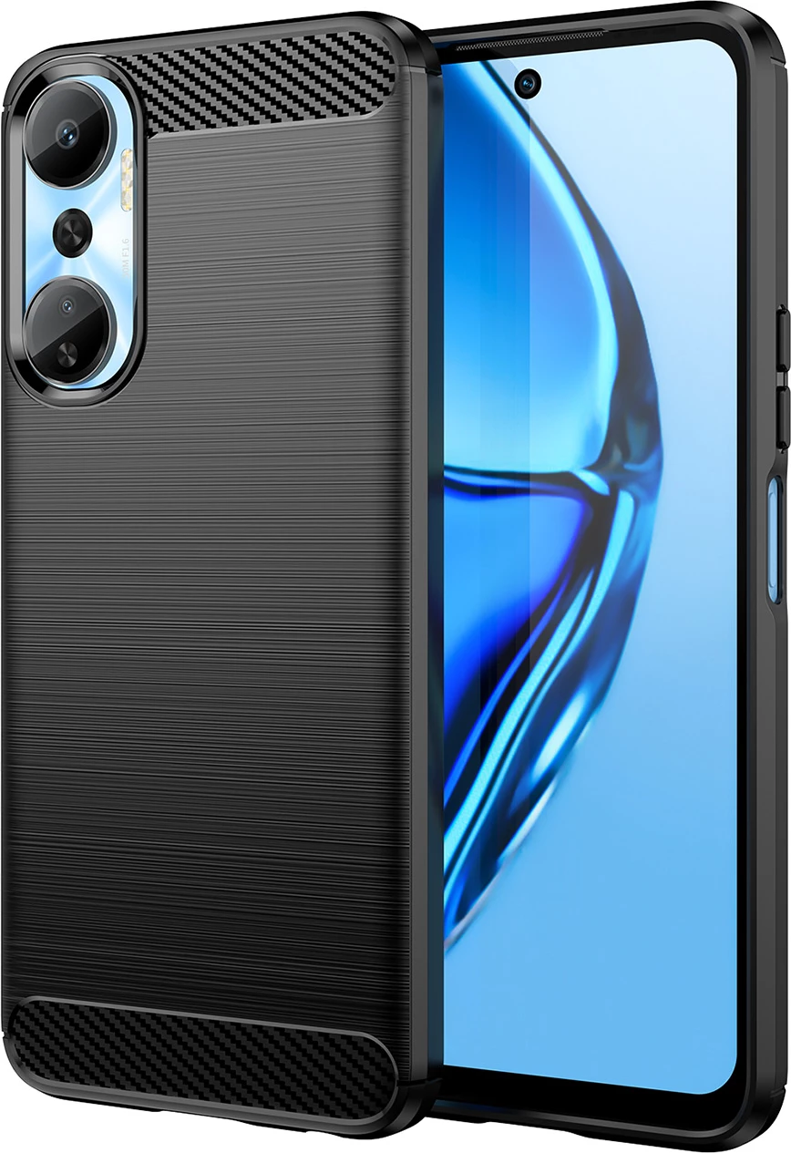 Mbështjellës Hurtel Carbon Case për Infinix Hot 20, silikon fleksibil, i zi