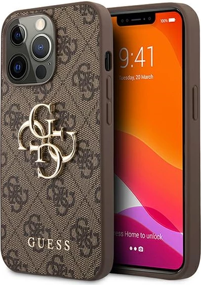 Mbështjellës Guess 4G Big Metal Logo për iPhone 13 Pro Max, Kafe