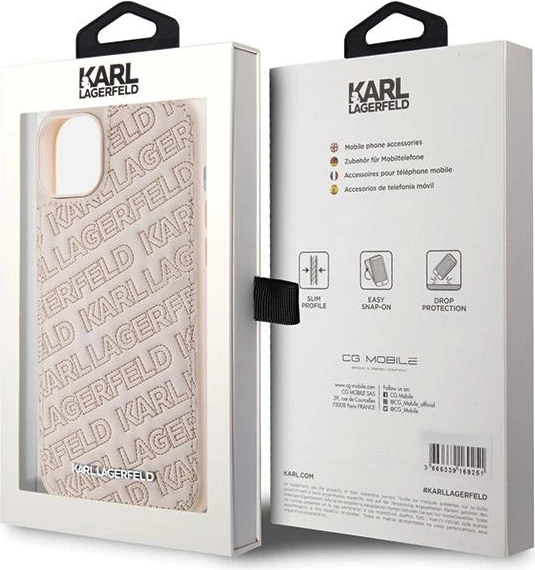 Mbështjellës Karl Lagerfeld Quilted K Pattern për iPhone 15 Plus / 14 Plus, Rozë