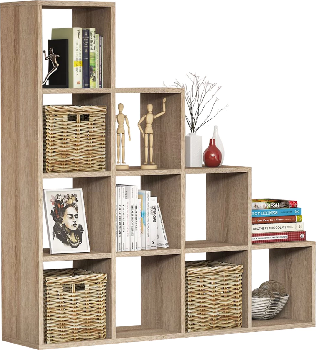 Raft librash melamine, ngjyrë sonoma, 120x30x123,6 cm, FH9238.12