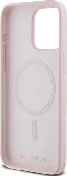 Mbështjellës Karl Lagerfeld Silicone Karl & Choupette Ring MagSafe për iPhone 15 Pro Max, Rozë