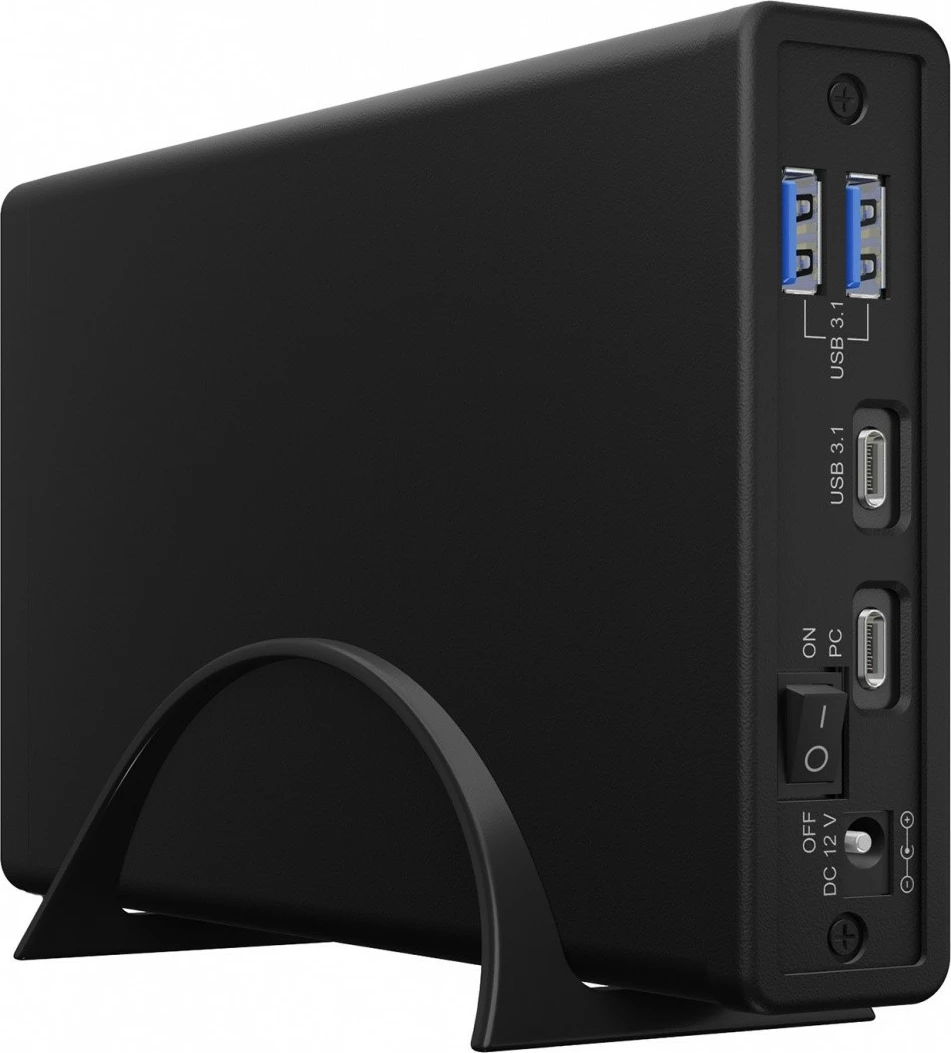 Kasë e jashtme IcyBox IB-382H-C31 për HDD/SSD 2.5"/3.5", HUB USB-C/USB-A, e zezë