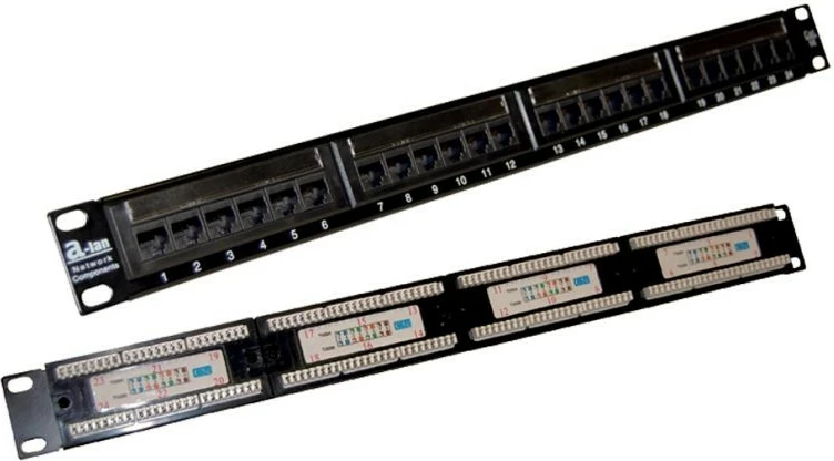 Patch panel ALANTEC PK003, 24 porta, Cat.5e, 1U, e zezë