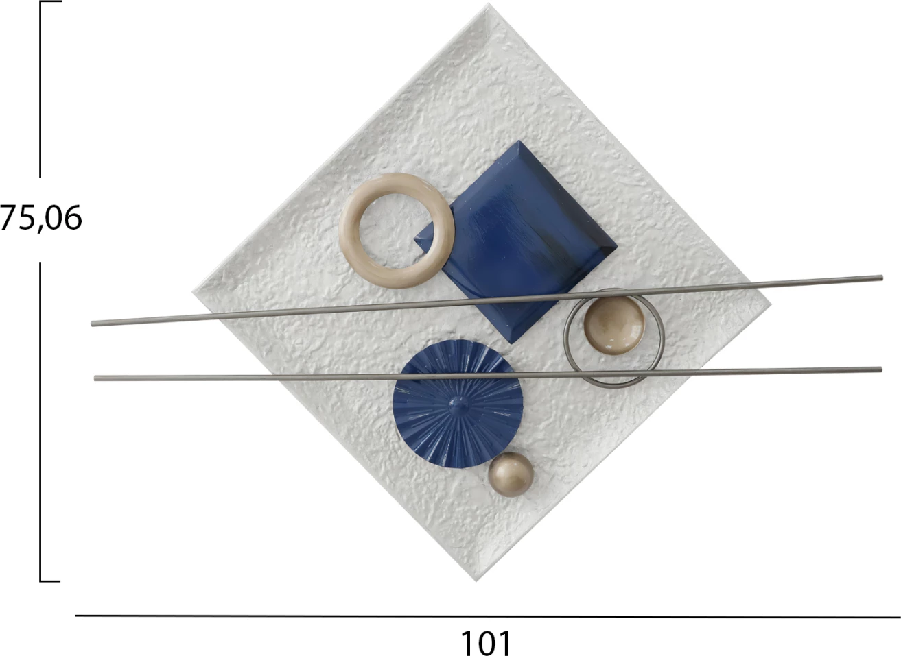 Dekor muri FH7559, pjatë metalike katrore, ngjyrë kaltër, gri, bezhë, bardhë