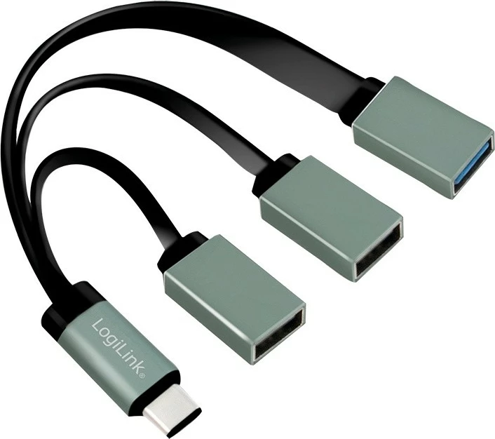 Hub USB-C LogiLink UA0315, 3 porta, zi/argjendtë