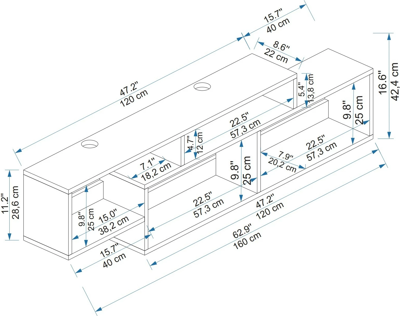 Komodë TV Hanah Home, ngjyrë dritë arre, antracit, Atlantis