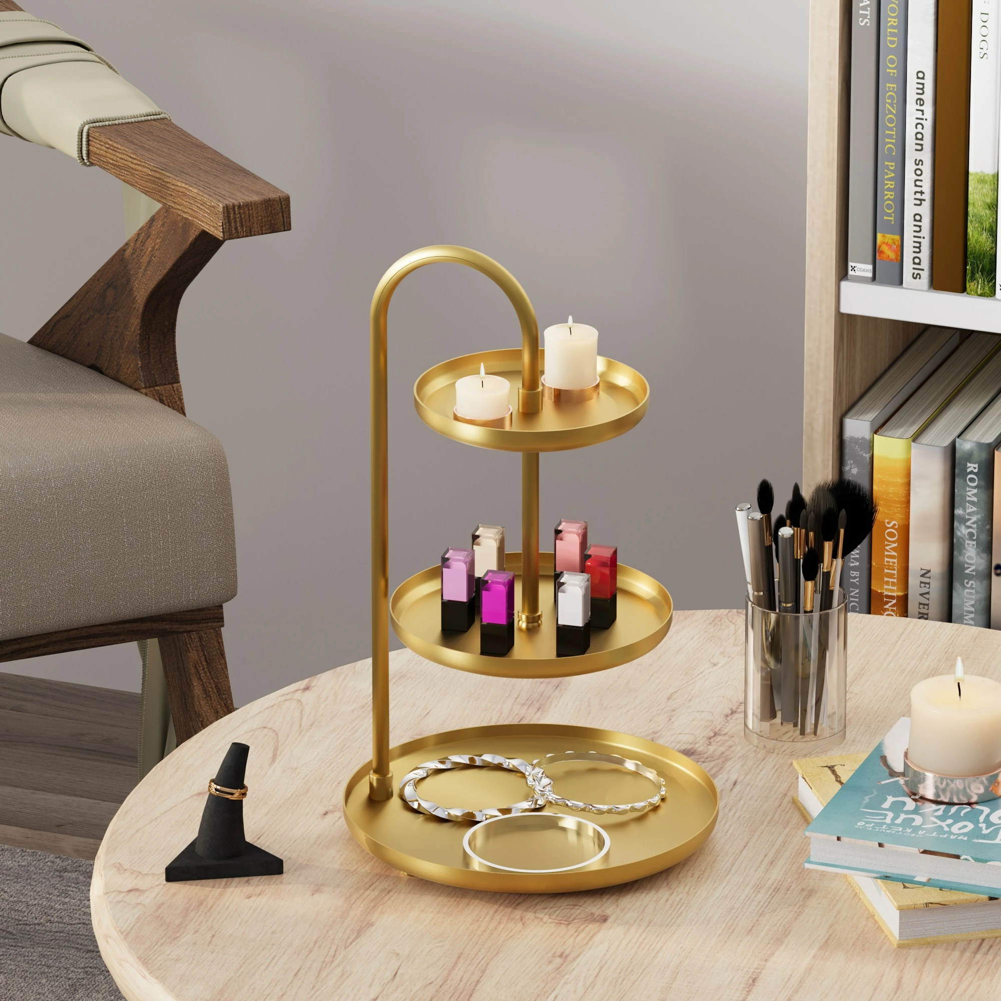 Aksesor dekorativ metalik, dizajn Aberto, ngjyrë ari, Kalkı-B