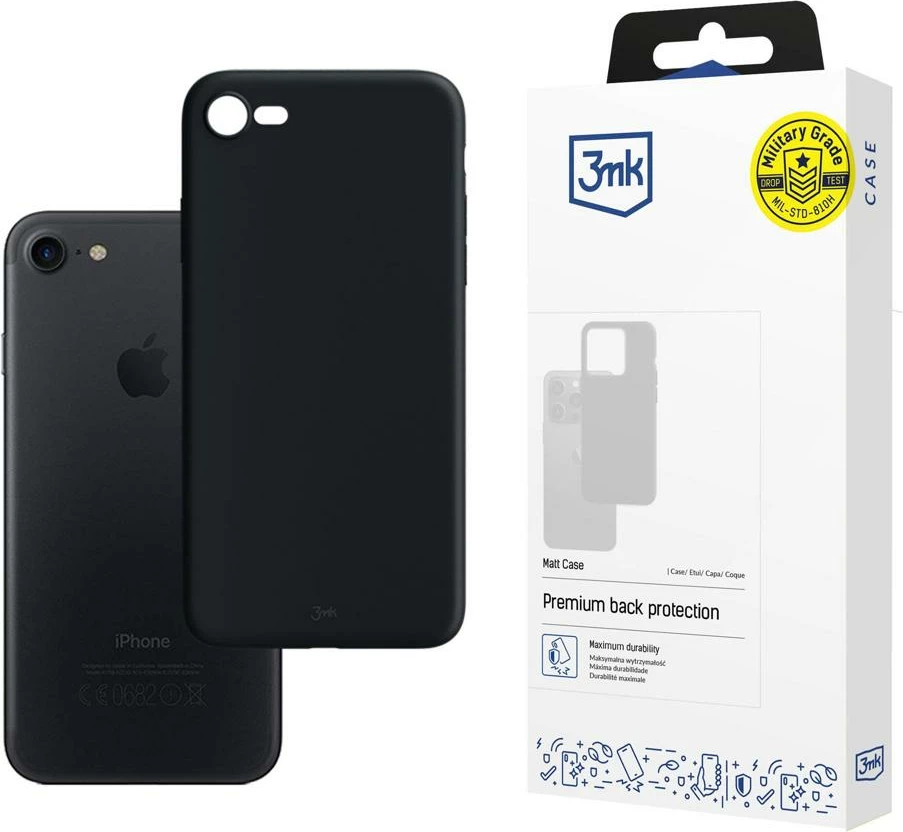Mbështjellës 3mk Matt Case për iPhone 7/8/SE 2020/2022, zi