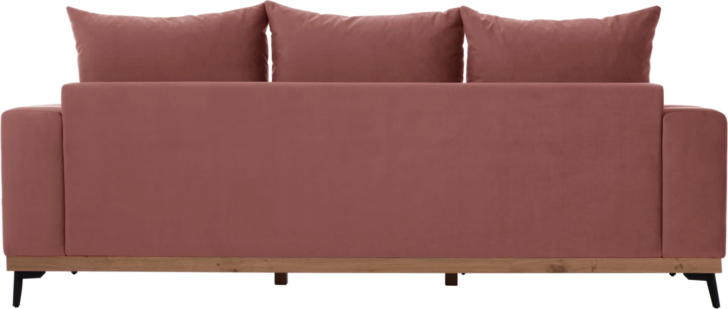 Divan qoshe PORTOFINO, rozë e zbehtë, këmbë të larta, 2 pjesë, pëlhurë rezistente ndaj njollave dhe ujit